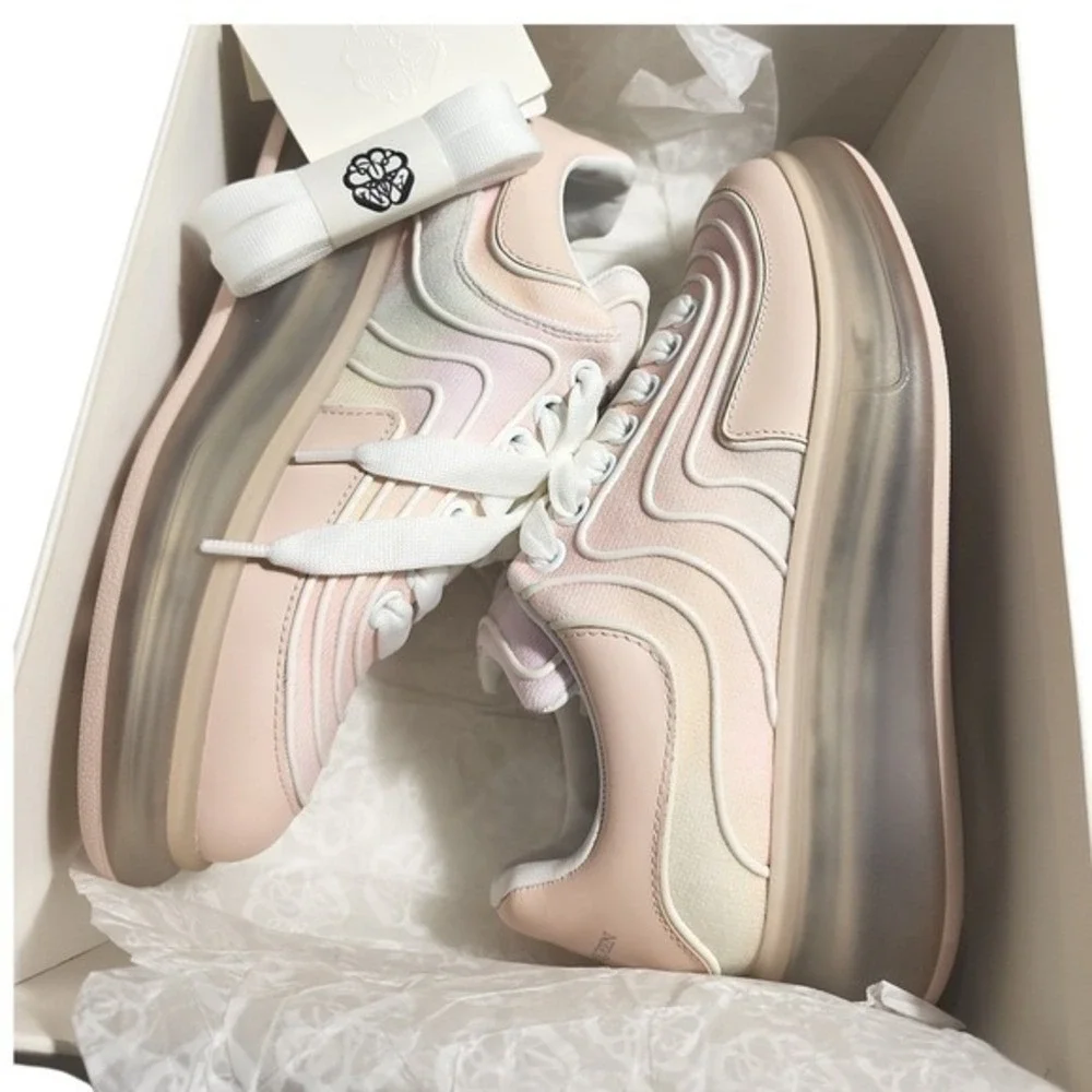NWB Alexander McQueen Waves Knit Sneakers Women 37 Pink Luxury Designer Trendy
